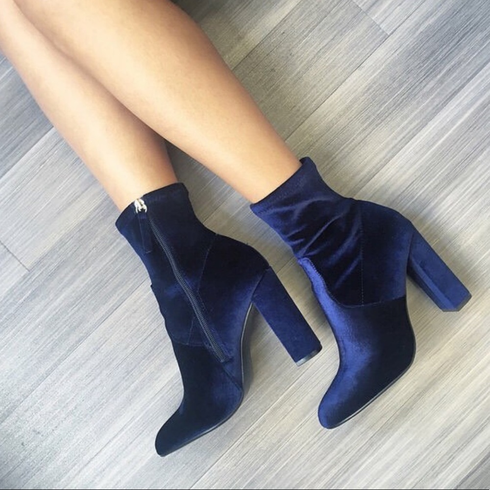 Blue Velvet Steve Madden Booties